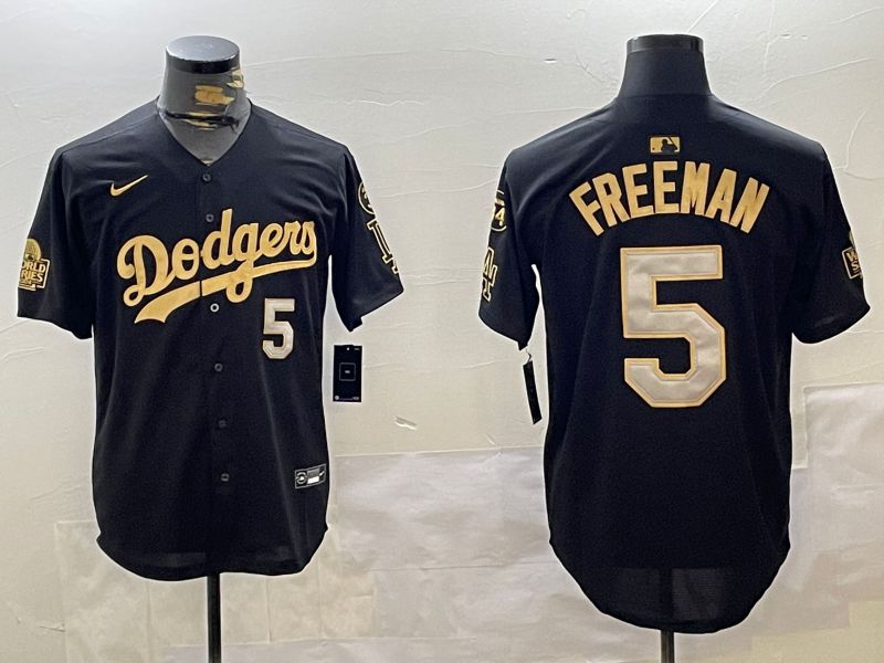 Men Los Angeles Dodgers #5 Freeman Black Gold Game 2024 Nike MLB Jersey style 12022->los angeles dodgers->MLB Jersey